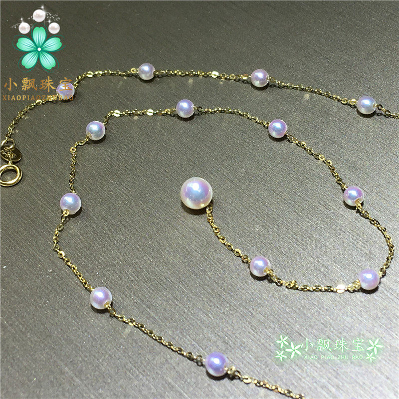 日本天女级akoya珍珠樱花粉项链