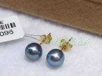 Серьги из жемчуга, черные бусины, золото 750 пробы