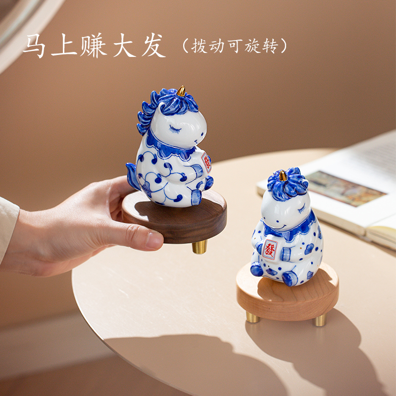 马上赚大发 景德镇创意招财唐马摆件生肖马乔迁桌面办公室装饰