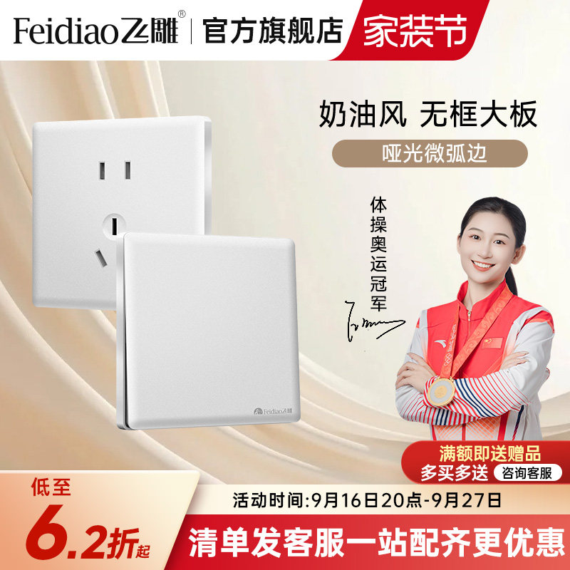 飞雕国标安全开关插座图片