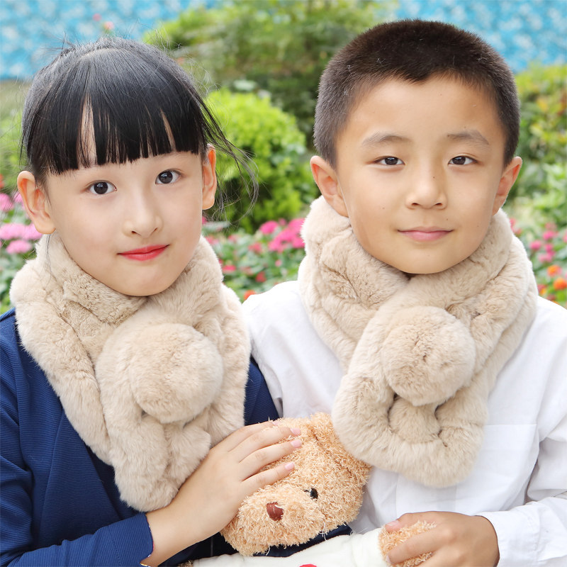 儿童围巾秋冬季男女童小孩宝宝公主围脖可爱脖套保暖兔毛绒韩版潮