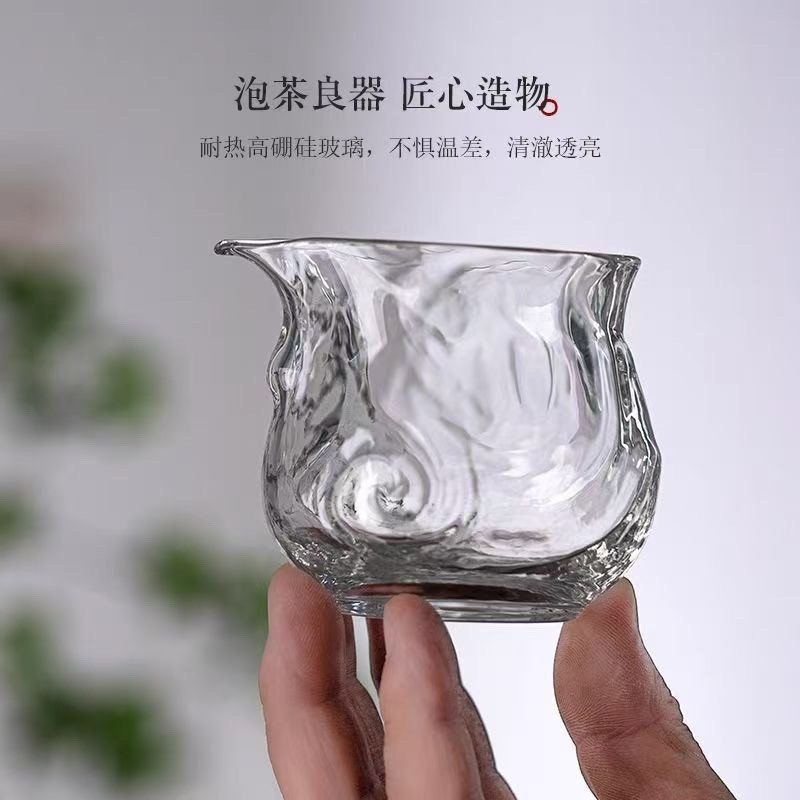 矮款金蝉高硼硅玻璃公道杯 无把创意茶海 耐高温家用茶室分茶器