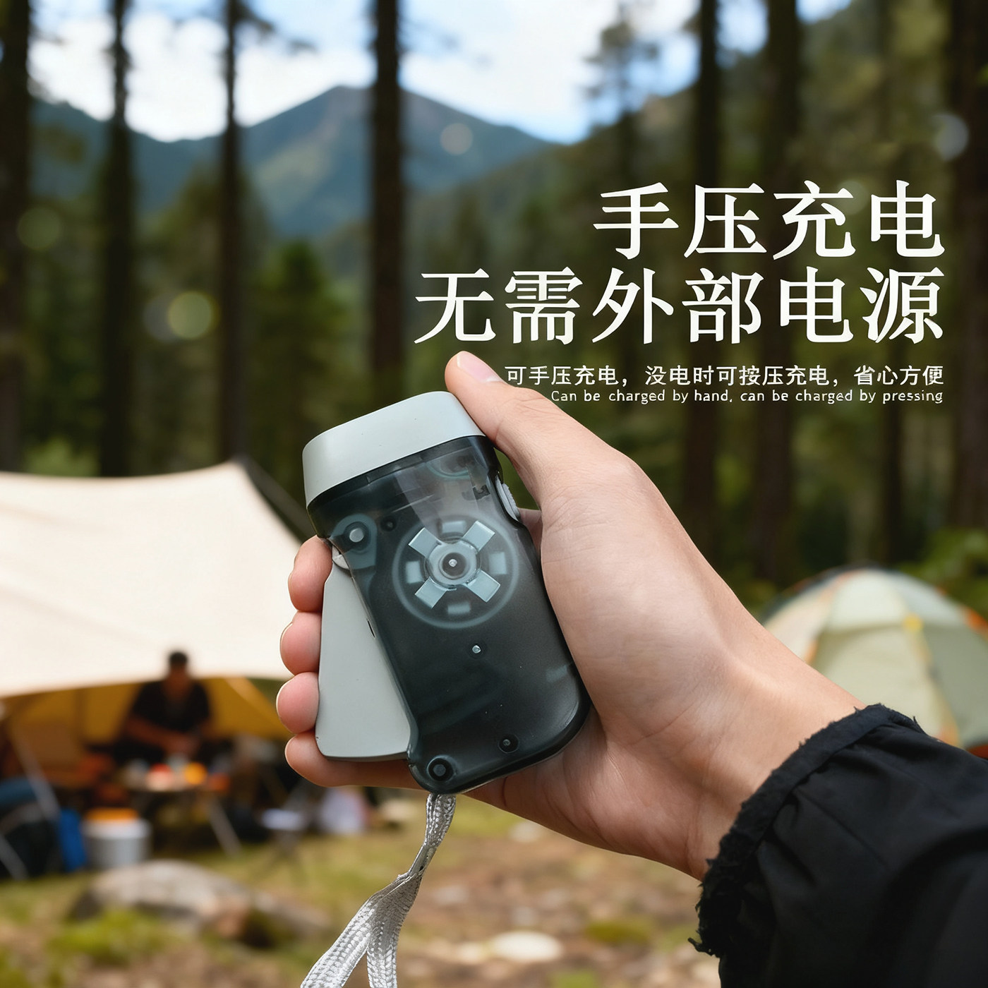 户外手压充电自发电应急手电筒