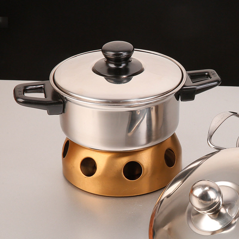 加厚不锈钢单人小火锅宿舍家用火锅店专用液体固体户外酒精炉火锅