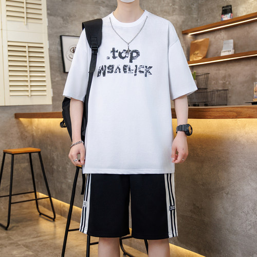 2026夏季新款大童短袖套装男孩青少年初高中学生宽松运动休闲套装