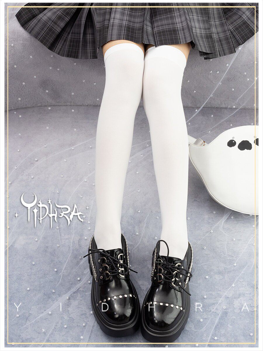 thumbnail for Yidhra Dream Witch*80D Velvet Lolita Jk Solid Color No Pattern Over-the-Knee Stockings