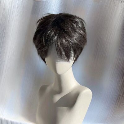 韩版碎盖男士短发整顶假发蓬松