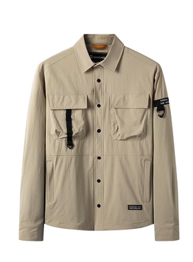 探路者衬衫外套男士TAEECL81313-F91X宽松春秋薄款休闲速干衬衣