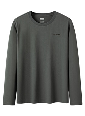 探路者春秋季高级感套头打底衫男长袖T恤军绿色 TAJJBM81801-D12X