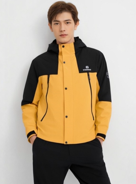 探路者单层冲锋衣撞色潮2025春新款户外防风外套TABBAN81253-L519