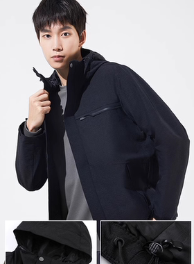 探路者防风外套男春秋季薄款连帽户外运动休闲上衣TAEJ91517-DB3X