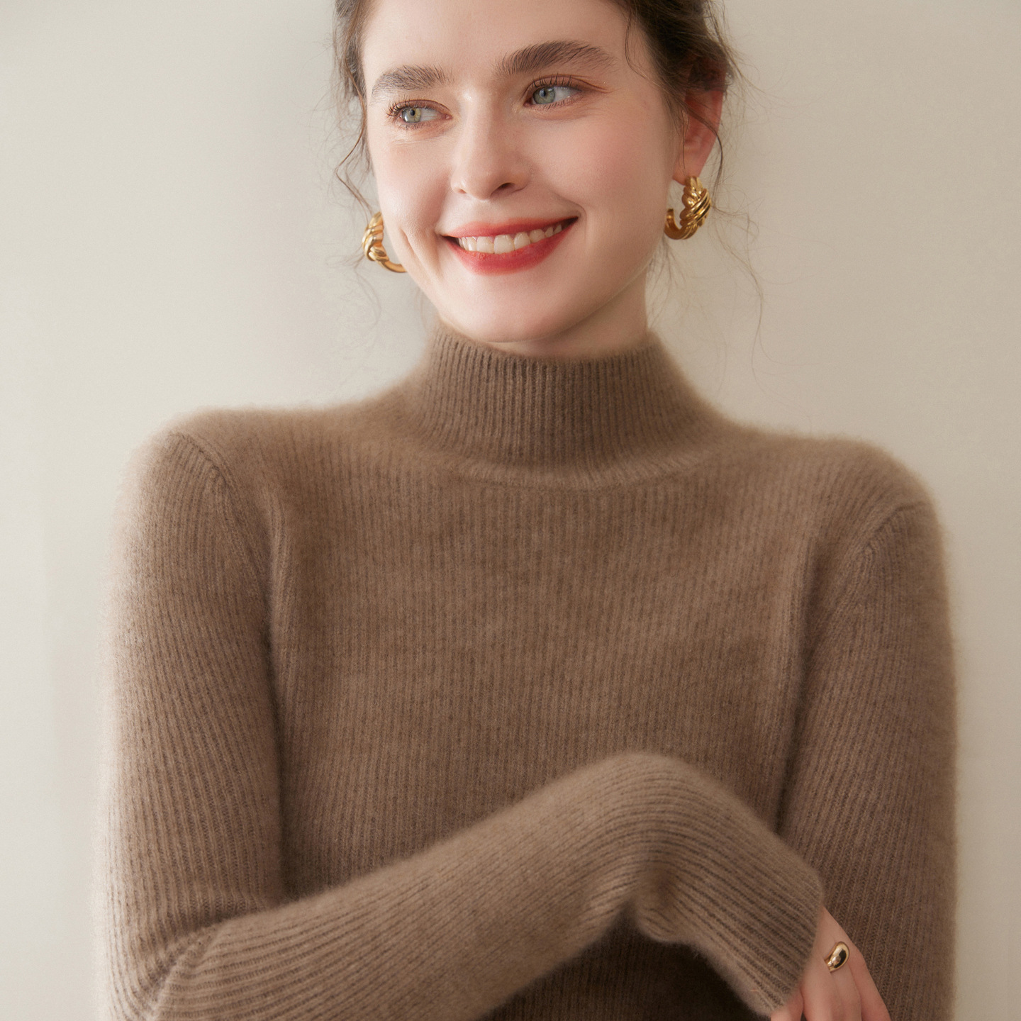 清河县增骏羊绒制品有限公司七针双股加厚秋冬半高领山羊绒针织衫