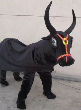 人穿水牛双人舞牛服装表演牛道具人耗牛道具舞水牛双人牛社火道具