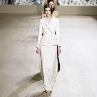 长半裙职业套装 外套 裙西服冬 周走秀秋冬全羊毛西装 高级定制时装