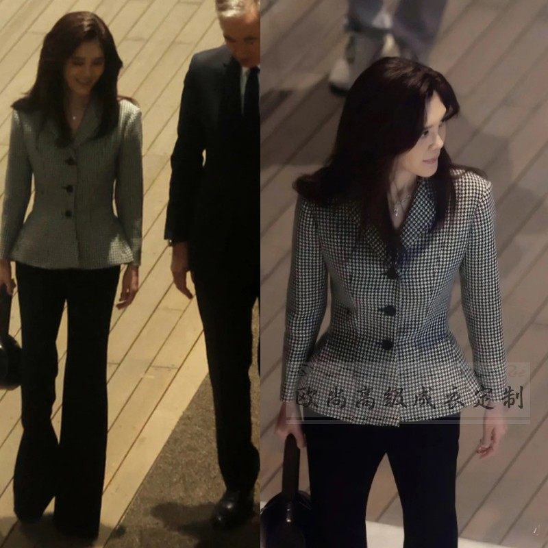 李富真同款西装套装裤女经典复古