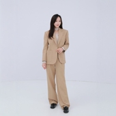 职业干练套装 高级定制韩雪明星同款 阔腿裤 外套 卡其色纯羊毛西装