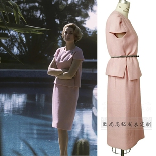 格蕾丝王妃同款浅粉色短袖小香风套装裙女两件修身优雅气质夏季OL