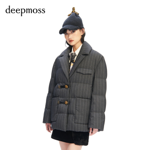 外套 2023秋冬新款 deepmoss 女装 通勤OL斜纹廓形羽绒服西装