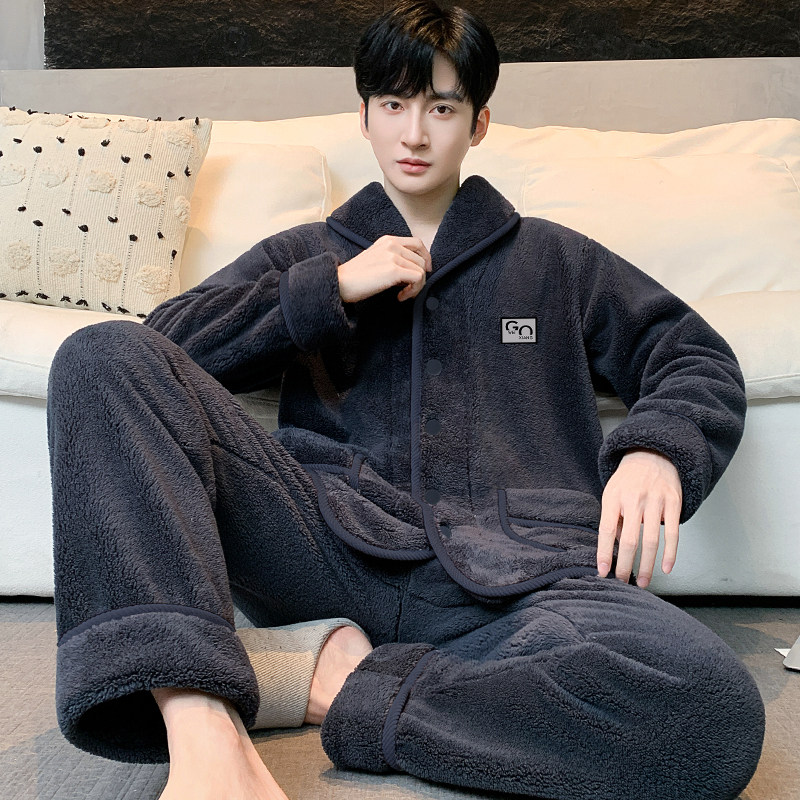 高密暖绒法兰绒睡衣宽松可外穿加绒保暖家居服新款秋冬季男开衫,女士内衣/男士内衣/家居服,睡衣/家居服套装,淘宝优惠券,粉丝福利购,淘宝优惠卷