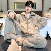 宽松大码 加厚加绒套装 男士 珊瑚绒家居服睡衣可外穿法兰绒秋冬新款