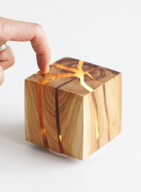 充电裂木方灯实木夜灯床头灯遥控创意挂壁灯装饰礼品拍拍灯氛围灯