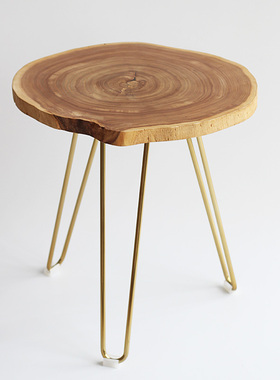 金腿几实木茶几床头边几时尚小几简约轻奢复古北欧小桌老榆木小几