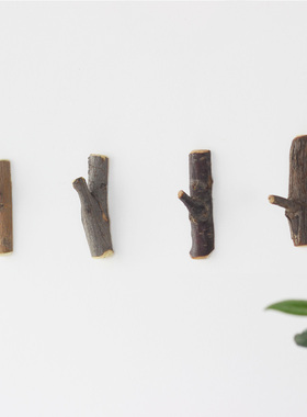 挂钩森林强力粘钩天然原木质野生树木挂钩免钉黏钩木呓原创设计