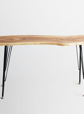 【弦桌】实木大板桌白蜡木随形自然边书桌板吧台桌喝茶长案边几