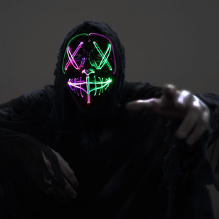 万圣节LED发光成人面具V字剧本杀狼人杀鬼脸全脸战士舞会蹦迪男女