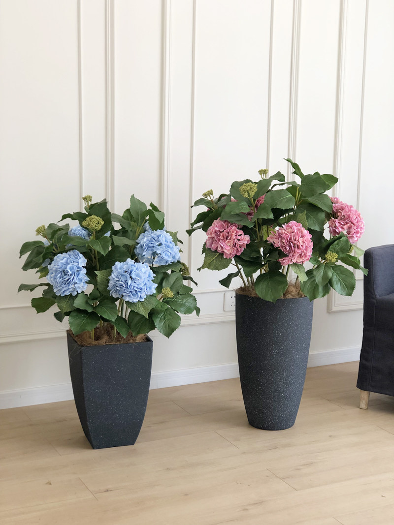 绣球带花盆手感材质仿真花