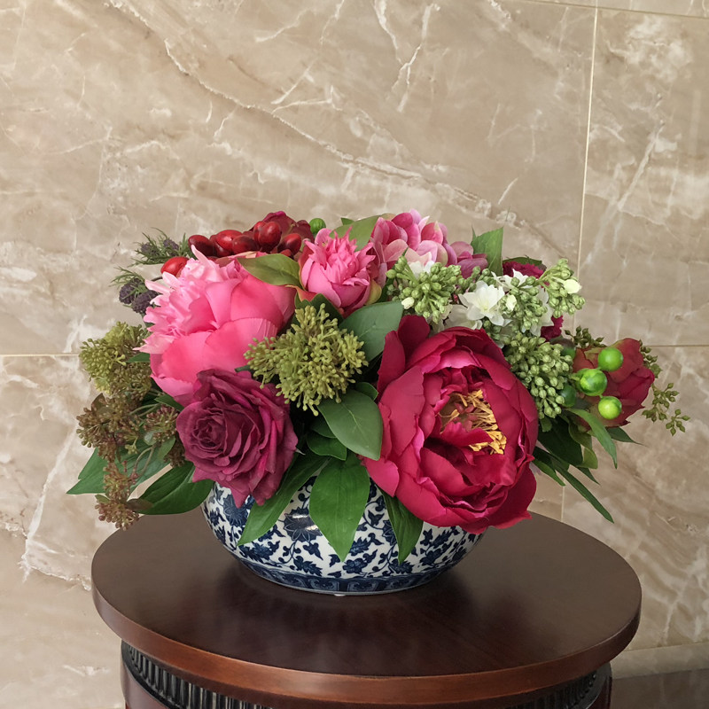 高档仿真花牡丹花艺套装美式客厅摆设新中式餐桌花现代茶几装饰摆