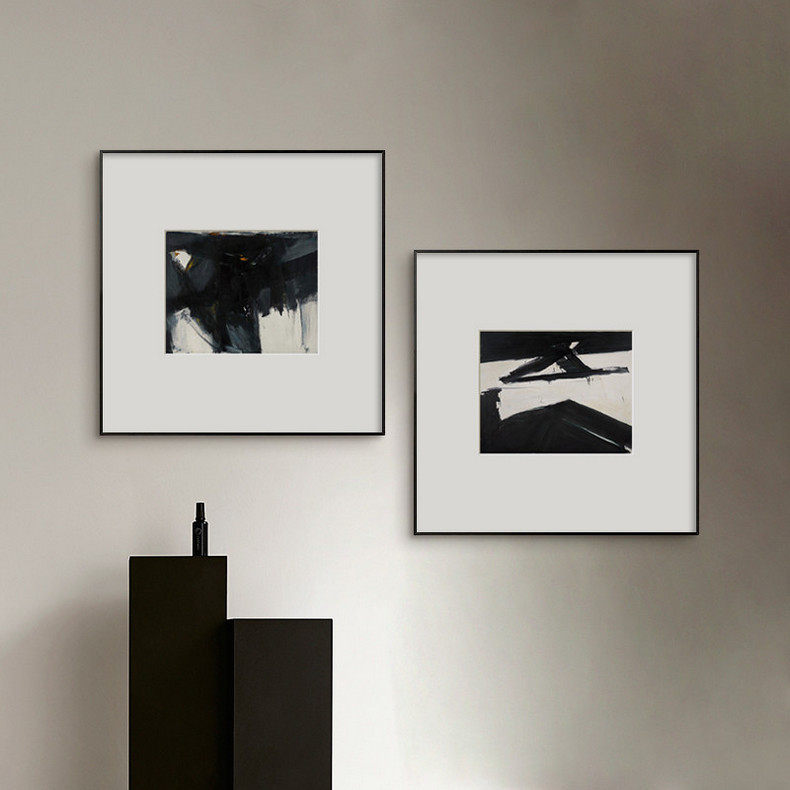 franz kline抽象笔触涂鸦艺术装饰画组合客厅文艺挂画北欧黑白