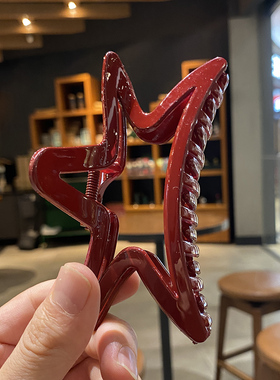 红红火火！巨好看显气质安哥拉红色后脑勺发夹抓夹适合多发量盘发