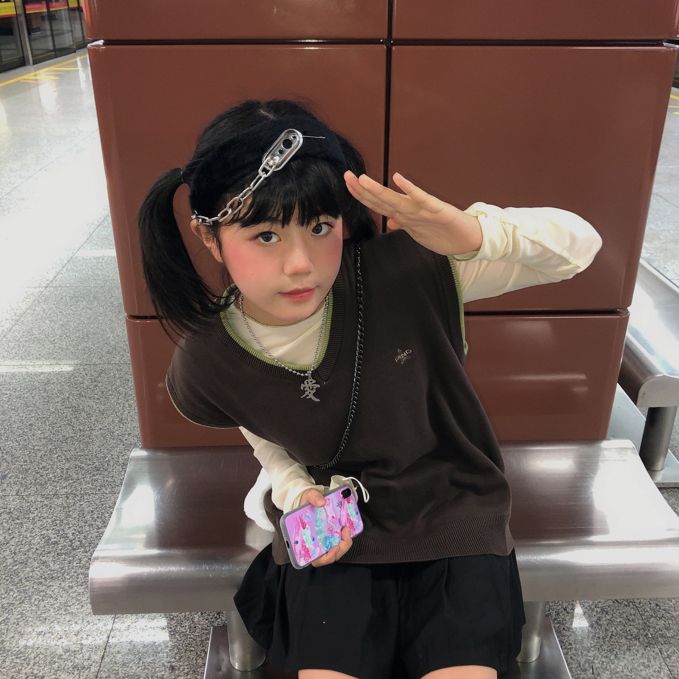 日系复古针织学生马甲背心宽松无马夹