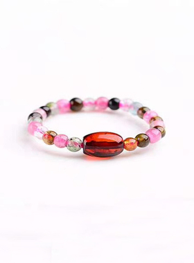 天然碧玺血珀蜜蜡戒指