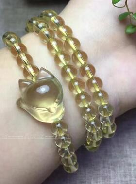 天然黄水晶狐狸手串手链