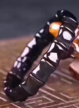 天然黑曜石节节高百搭手镯
