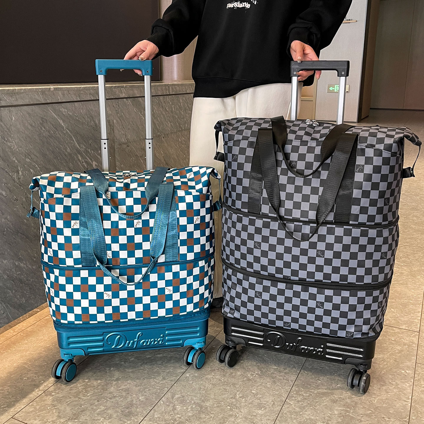 短途旅行包大容量带轮子拉杆行李袋轻便旅游包可折叠收纳袋手提包