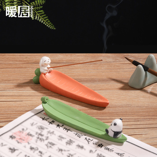创意卡通日式 小香插盘动物兔子香拖香立插香底座熊猫线香底座可爱