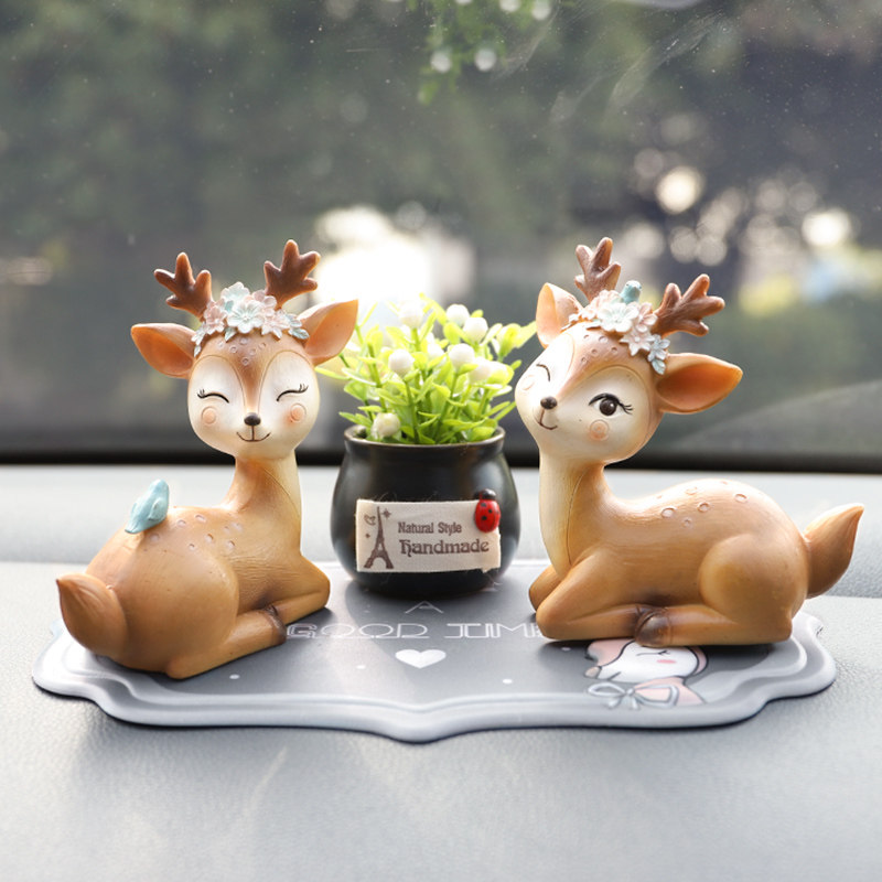 摆件家居饰品小摆件可爱梅花鹿卡通动物装饰创意客厅卧室车上摆设