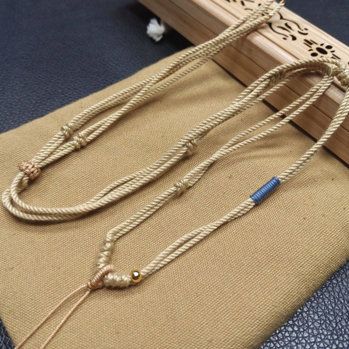 简单搭配款玉石挂绳唐卡挂绳棉麻绳佛牌链项链绳纯手工吊坠翡翠绳