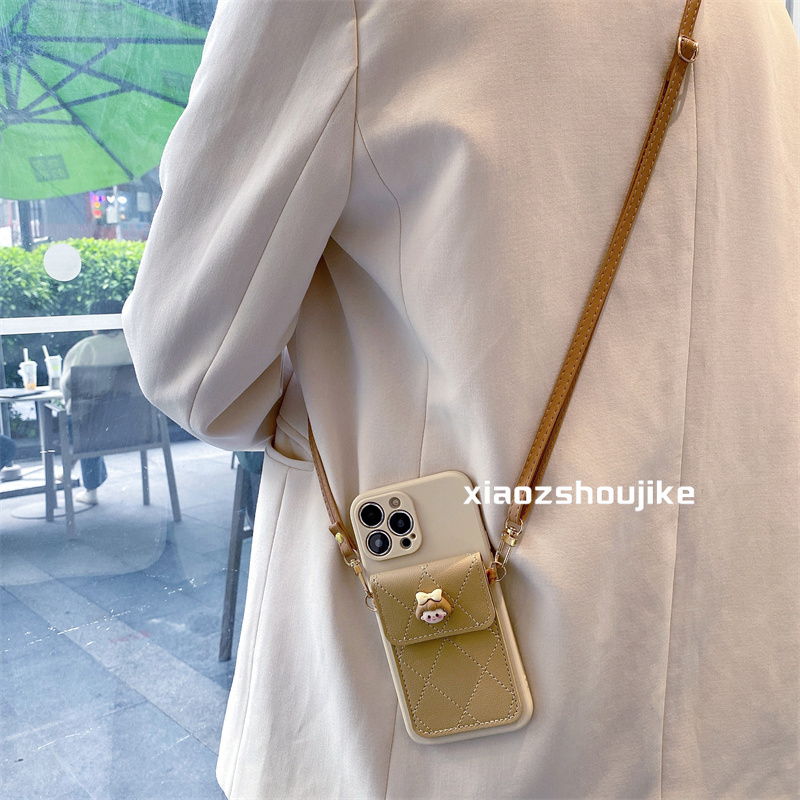 卡其女孩零钱包适用小米12/11青春小米13pro/14手机壳红米k70/k60/k30/k40/k50斜挎note12/note11全包10防摔