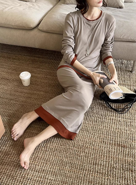 GRACETINAHOO春新假两件法式撞色休闲慵懒百搭T恤半裙套装TZB410