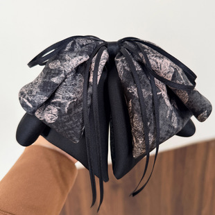 国风水墨画蝴蝶结飘带抓夹女轻奢高级感后脑勺发夹显发量马尾夹子