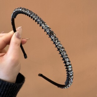 韩国高级感千金闪钻发箍精致细边立体带防滑齿头箍收拢碎发发卡女