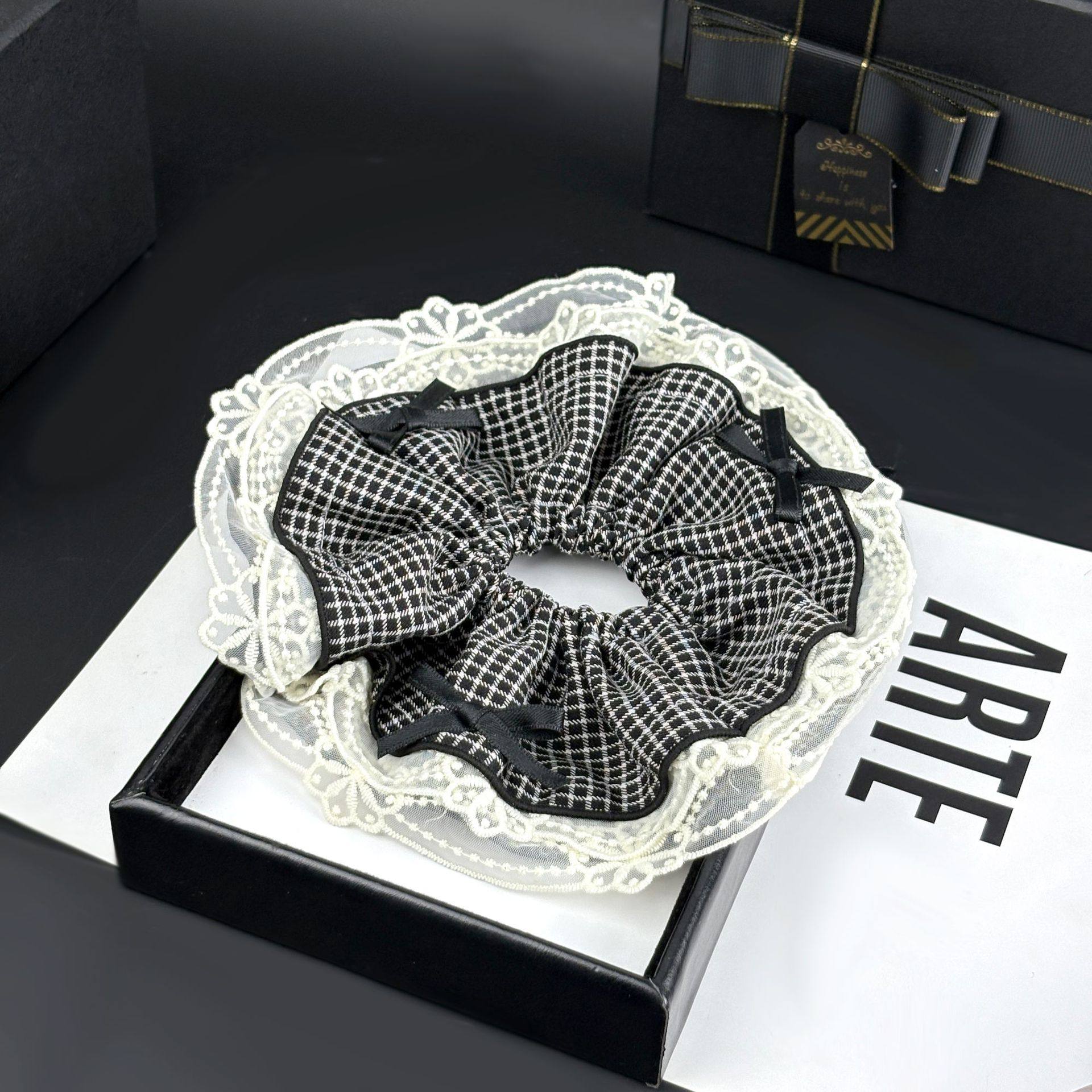 温柔蕾丝花边蝴蝶结格子大肠发圈女法式扎头发头绳低马尾丸子头发,家庭/个人清洁工具,发圈/发网,淘宝优惠券,粉丝福利购,淘宝优惠卷