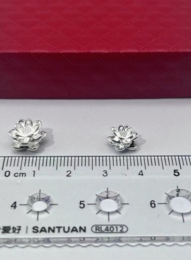 S999足银莲花横穿隔珠纯银手工DIY串珠材料编织手链脚链配件配饰