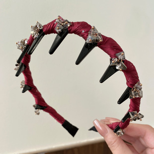 千金风闪钻带齿发箍女2026新款高颅顶显脸小头箍正反两戴红色发箍
