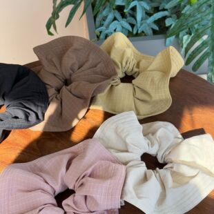 韩版新款帆布发圈清新甜美格子高级感发饰学院风高弹力头绳头饰