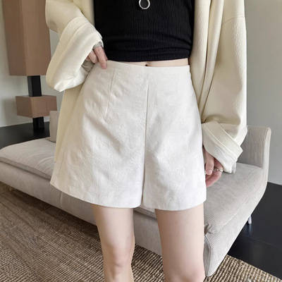 GRACETINAHOO春新亚麻提花肌理简约ROW风通勤A字休闲短裤KA6108